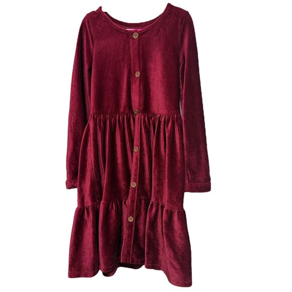Biscotti Girls Dress Size 7 Holiday Red Stretch Velour Tiered Pullover Christmas - Picture 1 of 8
